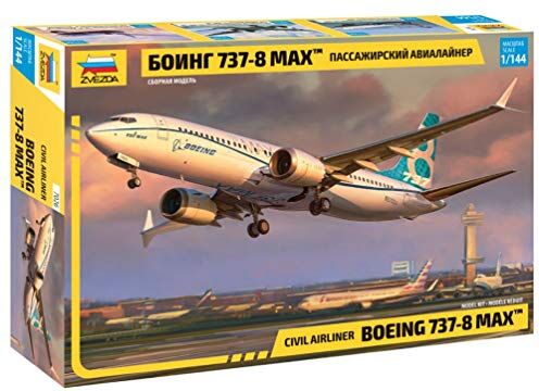 Zvezda - Other License Veicolo Boeing 737-8 Max 50078-Modellino, in Scala 1:144, Colore Non Laccato, Medio,