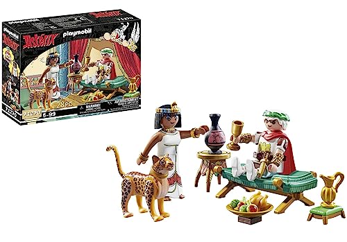 Playmobil Asterix  Cesare e Cleopatra, Cesare e Cleopatra con il leopardo, giocattolo per bambini dai 5 anni in su