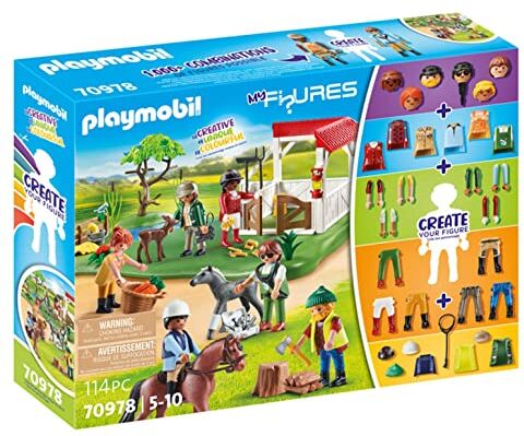 Playmobil My Figures  Ranch dei Cavalli, 6 Personaggi con Oltre 1000 Combinazioni di Gioco Possibili, Gioco dei Cavalli per Bambini dai 5 Anni in su