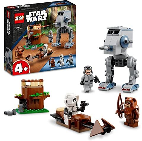 Lego Star Wars AT-ST, Modellino da Costruire per Bambini in Età Prescolare dai 4 Anni, Minifigure di Wicket l'Ewok, Scout Trooper e Starter Brick