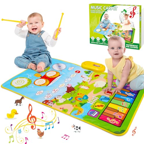 HappyGoLucky Giochi Bambini 1 2 3 4 Anni, Tappeto Musicale Bambini 1 Anno Regalo Bambina 1-4 Anni Giochi Bimba 1 2 3 Anni Tappeto Gioco Bambini Giocattoli Bambino 1-5 Anni Regali Natale 2023