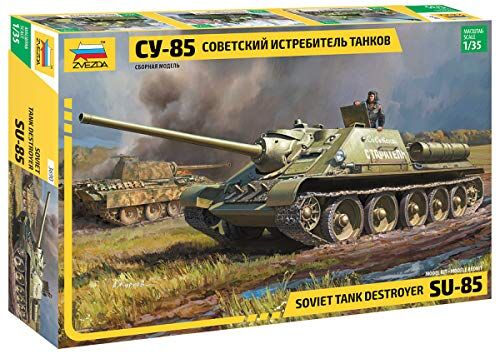 Zvezda Modellino Veicolo da Guerra In Plastica da Montare, Su-85 Self Propelled Gun, Scala 1:35, (500783690)