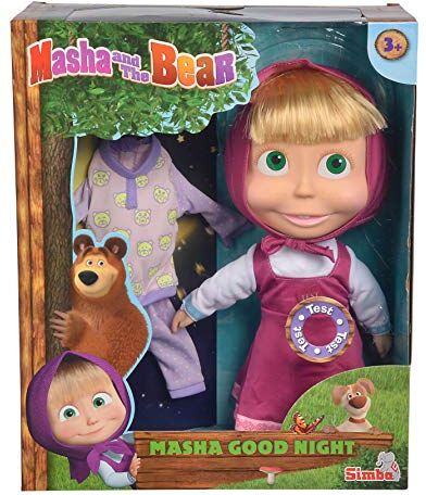 Simba - Masha And The Bear, Bambola Masha Giorno e Notte, , + 3 anni, bambola musicale, con pigiamino