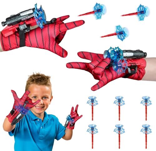 LYNBLY Set di 2 Launcher Glove, Spider Launcher Glove, Spiderman Guanti per Bambino, Spider Web Launcher Toy, Cosplay Giocattoli da Polso, Giocattoli Educativi per Bambini