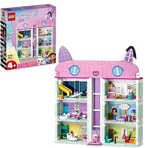 Lego La Casa delle Bambole di Gabby, Casa Giocattolo a 4 Piani e 8 Stanze, Giochi per Bambine e Bambini dai 4 Anni con i Personaggi di Gabby, Pandy Panda, Dolcetto e Siregatta e Accessori