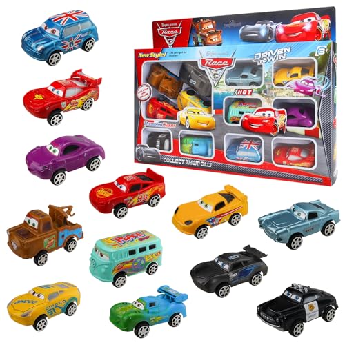 Sinwind 12 Pezzi Cars, Macchinine Giocattolo, Giocattolo Cars, Adatto a Bambini di età Superiore a 3 Anni