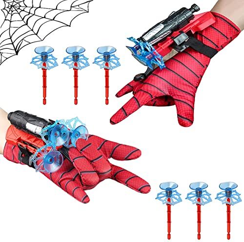 May Huang Set di 2 Launcher Glove, Spara Ragnatele Spiderman, Spiderman Glove Launcher Giocattoli, Guanto Lanciatore per Spider, Giocattoli Educativi per Bambini