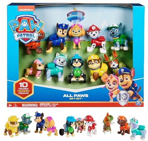 Paw Patrol , Confezione Regalo Anniversario 10 Anni, Personaggi Collezione, 10 Cuccioli Inclusi, Giochi Bambini dai 3 Anni in su