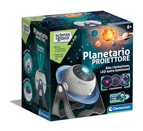 Clementoni - Scienza Lab-Proiettore delle Stelle, Super-Gioco Scientifico Bambini 8 Anni, Planetario Luminoso Astronomico Costellazioni, Pianeti Sistema Solare, Galassie, Colore Italiano,