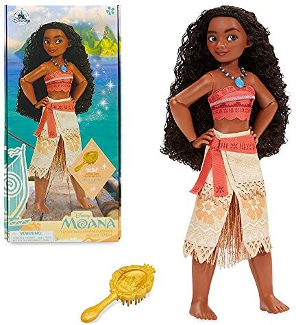 Disney Store bambola ufficiale classica Vaiana per bimbi, 26,5 cm, include spazzola con dettagli modellati, completamente posizionabile con vestito classico per bimbi dai 3 anni in su