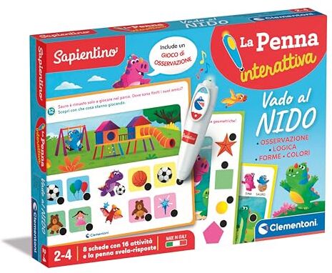 Clementoni Sapientino La Penna Interattiva, Vado al Nido, Schede Educative e Penna Parlante, Gioco Educativo 2 Anni, Elettronico Parlante, Batterie Incluse, Made In Italy,