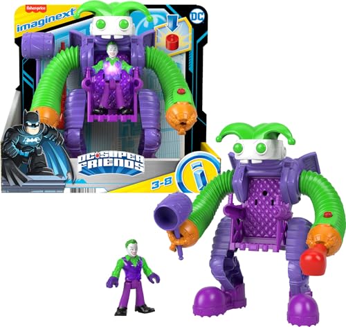 Fisher Price Imaginext  DC Super Friends Joker robot battaglia Figura con giocattolo con luci lancia proiettili, giocattolo +3 anni (Mattel )