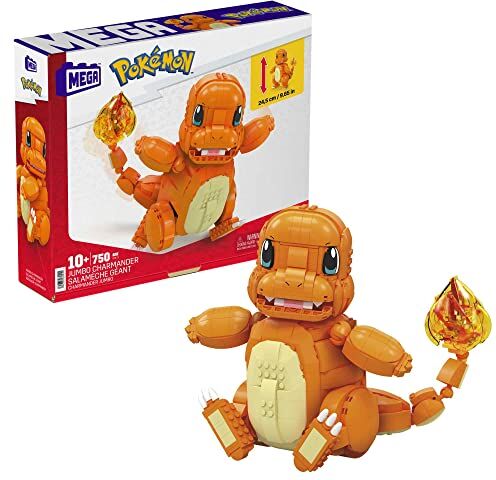 Mega Pokémon Charmander Gigante Set di Costruzioni con 750 mattoncini e Pezzi compatibili, Una Poké Ball e l'iconica Coda fiammante di Charmander, Giocattolo e Regalo per Bambini 10+ Anni,