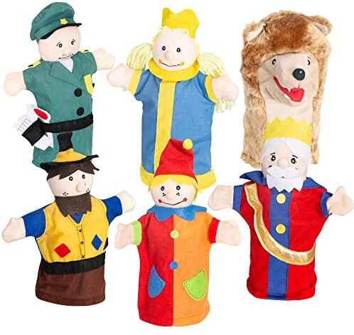 roba Set di 6 Personaggi Marionette da Mano in Tessuto di Peluche e Feltro Burattini per Teatrini per Bambini Ideale come Regalo di Compleanno e Natale Multicolore