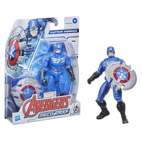 Hasbro Marvel Mech Strike Action figure di Captain America da 15 cm e accessorio da battaglia, per bambini dai 4 anni in su