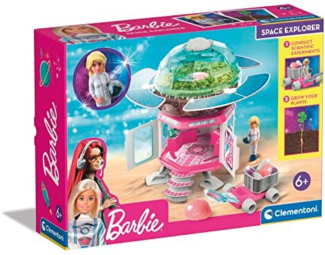 Clementoni Space Explorer-Playset Barbie Stazione Spaziale, Bambina 6 Anni, Gioco Scientifico Botanica-Made in Italy, Multicolore,