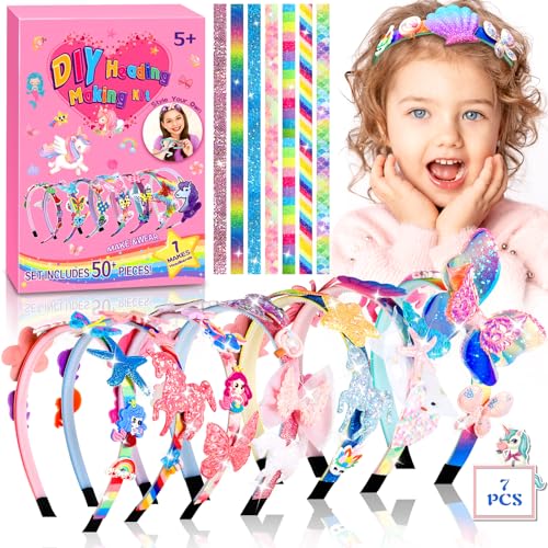 ZLPBAO Kit per La Creazione di Cerchietti per Capelli, Giochi Bambina 4 5 6 7 Anni Femmina, Lavoretti Creativi & Regali di Compleanno per Unicorno Bambina