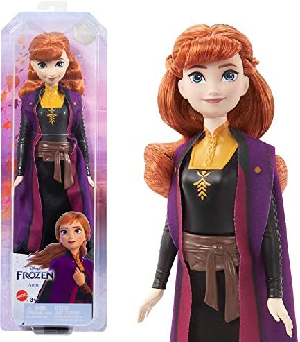 Mattel Disney Frozen Anna bambola con abito esclusivo e accessori ispirati ai film Disney Frozen 2, Giocattolo per Bambini 3+ Anni,