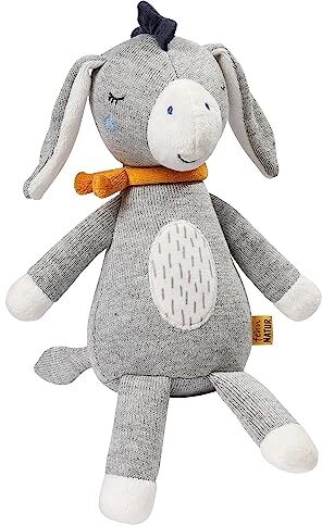 Fehn 052077 Peluche asino NATUR – compagno di gioco, protettore e coccole: peluche con cotone biologico da coltivazione biologica controllata (kbA) – per neonati e bambini a partire da 0 mesi