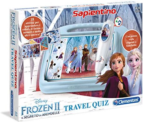 Clementoni Sapientino Travel Quiz Disney Frozen 2, penna interattiva, elettronico parlante, gioco educativo bambini 4 anni, batterie incluse (versione in italiano)