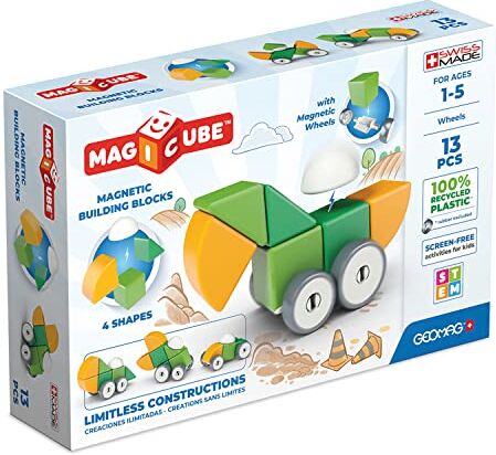 Geomag Magnetic dice for Children, Green Yellow, 13 Pieces