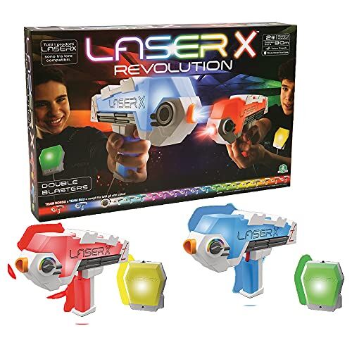 Giochi Preziosi Laser X Revolution Blaster, Scegli il Colore della tua Squadra, Colpisci fino a 90 metri, con 2 Blaster, 2 Ricevitori e Voice Coach, per Bambini a Partire dai 6 Anni,