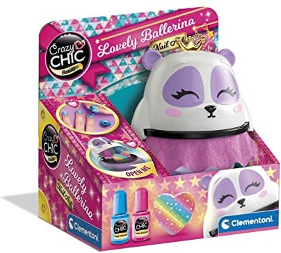 Clementoni Crazy Chic Lovely Ballerina Nail Art, Kit Unghie, Set Unghie Bambina 6 Anni+, smalti Decora Unghie, Trousse con smalti, Regalo per Manicure, Gioco Creativo