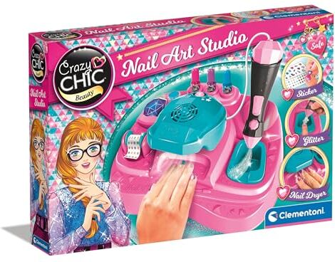 Clementoni Crazy Chic Nail Art Studio Atelier per Unghie con Smalti e Kit Decorativo, Gioco Creativo per Bambina 6 Anni