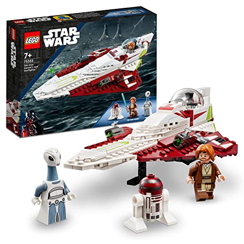 Lego Star Wars Jedi Starfighter di Obi-Wan Kenobi, Modellino da Costruire di Astronave Giocattolo da l'Attacco dei Cloni con Spada Laser, Figura di Droide R4-P17 e Minifigure Personaggio Taun We