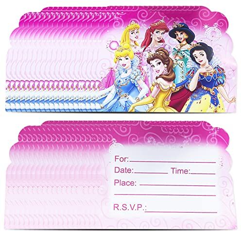 Babioms 50pcs Principessa Biglietti di Invito, Principessa Elsa Invito, ​per Feste Compleanno Ragazze Ragazzi Inviti Feste Tema