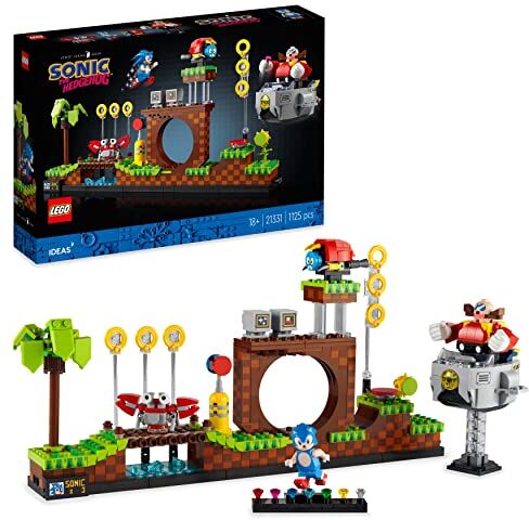 Lego Ideas Sonic the Hedgehog Green Hill Zone, Set da Collezione per Adulti, Cultura Pop Anni '90, Include il Personaggio del Dr. Eggman con Eggmobile, Idea Regalo per Uomo o Donna