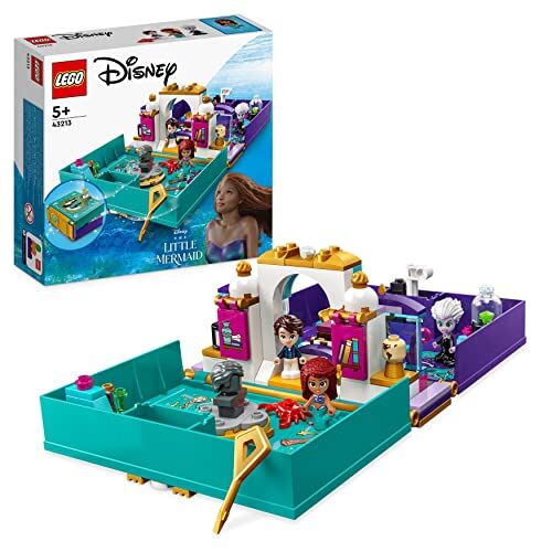Lego Disney Princess Libro delle Fiabe della Sirenetta con Micro Bamboline Ariel, Principe Eric e Ursula, Giochi per Bambini e Bambine dai 5 Anni in su da Viaggio, Film 2023