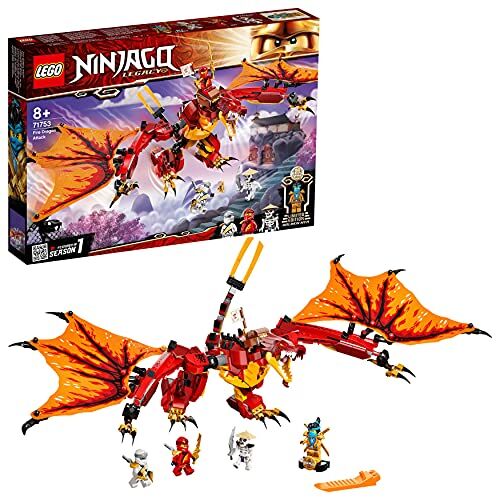 Lego NINJAGO L'Attacco del Dragone del Fuoco, Drago Giocattolo Ninja per Bambini con le Minifigure di Kai, Zane e Nya,