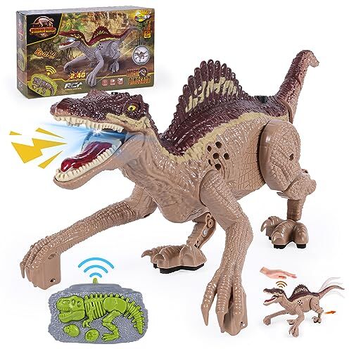 Highttoy Dinosauro Telecomandato, Dinosauri per Bambini con Controllo Gestuale, Movimenti di Camminata Realistici, Luce e Suono Dinosauro Giocattolo Bambino 3 4 5 6 7 8 Anni Regalo Bambino