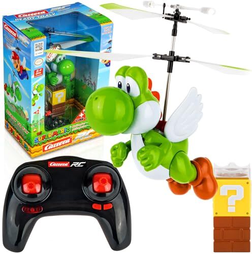 Carrera RC Super Mario™ Elicottero elettrico telecomandato Yoshi I volante per bambini dagli 8 anni in su I con telecomando e batterie I giocattolo per bambini e adulti I per interni ed esterni