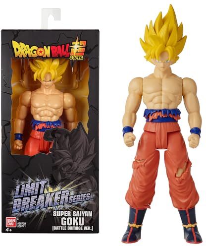 Bandai Dragon Ball, Action figure gigante Limit Breaker, Super Saiyan Goku (Battle Damage Ver.), Licenza Ufficiale, Figurina grande Goku,