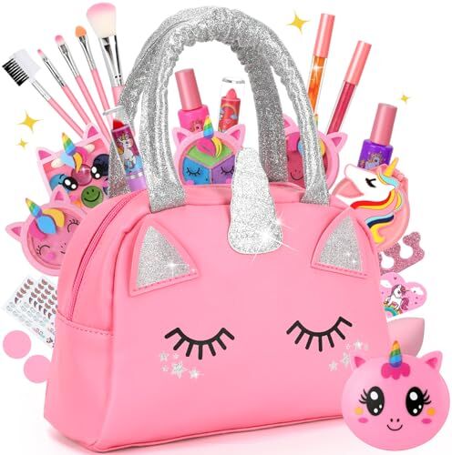 Aureyung Trucchi Bambina, Lavabile Set Trucchi Bambina Unicorno, Valigetta Trucchi Bambina, Giocattoli Bambina 3-12 Anni Giochi Bambina, Regalo Natale Compleanno Bambina 3 4 5 6 7 8 9 10 Anni