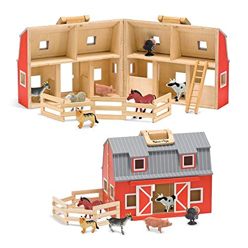 Melissa & Doug Fienile in legno, Gioco di legno portatile,Fienile con 7 animali realistici, Gioco di Ruolo per Bambini, Montessori, 3+ Anni,Regalo per Bambini e Bambine di 3 4 5 6 7 anni