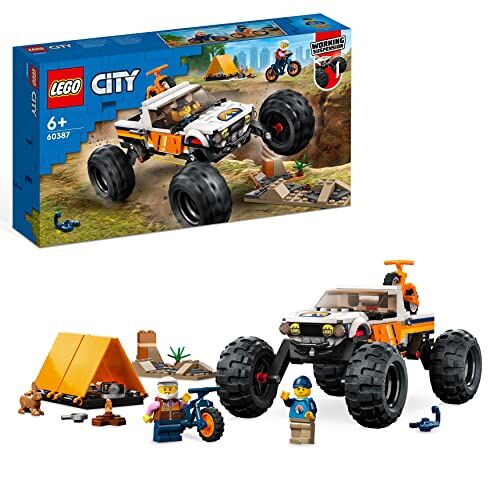 Lego City Avventure sul Fuoristrada 4x4, Veicolo Giocattolo Stile Monster Truck con Sospensioni Funzionanti e 2 Mountain Bike, Giochi per Bambini