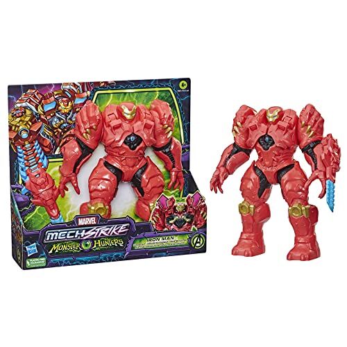 Hasbro Marvel Avengers Mech Strike Monster Hunters Hunter Suit Iron Man, Figura Deluxe in scala 20 cm, dai 4 anni in su, multicolore ()