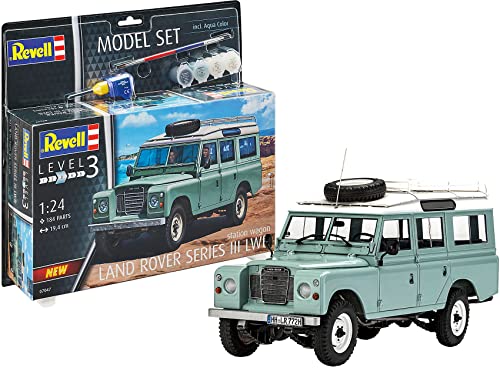 Revell - Model Set Land Rover Series III Auto Kit di Modelli in plastica con Adesivo, Colori primari e Pennello, Singolo, Multicolore, 1/100,