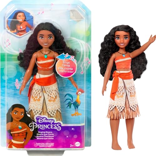 Disney Princess Toys, bambola Moana cantante in abbigliamento firmato, canta How Far I'll Go dal film,