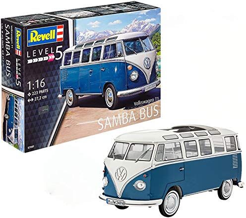 Revell - Volkswagen T1 Samba Bus Kit Modellino, da 10 a 18 anni, Colore Bianco e Blu, 7009