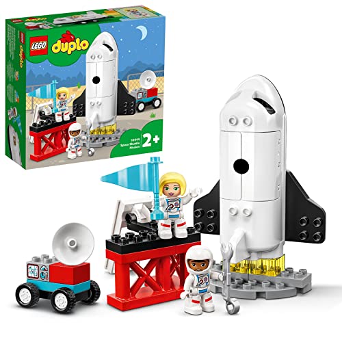 Lego DUPLO Missione dello Space Shuttle, Set con Razzo Spaziale Giocattolo, 2 Astronauti, Rampa e Buggy con Radar, Giochi Creativi per Bambini e Bambine da 2 Anni, Idee Regalo di Compleanno