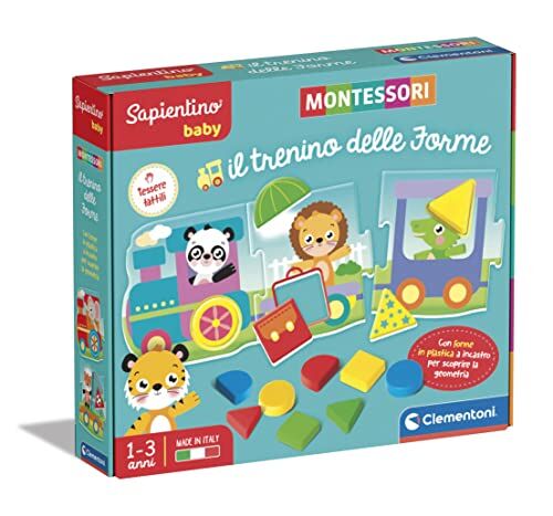 Clementoni - Sapientino Baby Trenino delle Forme-Gioco Educativo 1 Anno (Versione in Italiano), Giochi Montessori, Made in Italy, Multicolore,