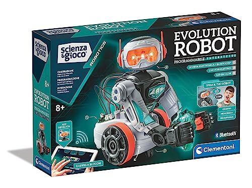 Clementoni - Scienza Robotics-Evolution 2.0-Robot da Costruire E Programmare, Telecomandato, Laboratorio Robotica, STEM, Coding, Gioco Scientifico 8 Anni, Colore Bianco o Nero,