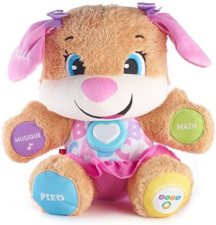 Fisher Price la Sorellina del Cagnolino Smart Stages Ridi & Impara, Morbido Peluche Educativo per Imparare le Prime Parole, con 75+ Canzoni, Luci e Melodie, Edizione: Francese,