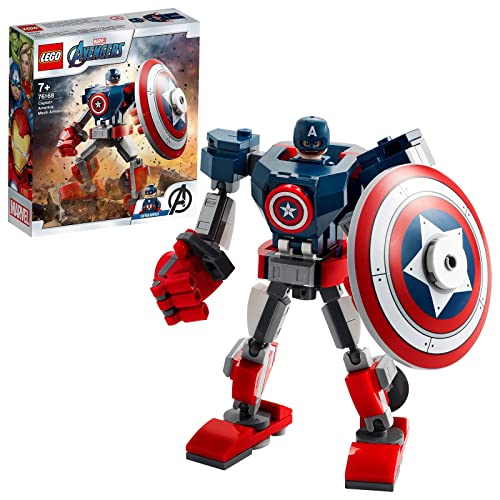 Lego Super Heroes Marvel Avengers Armatura Mech di Capitan America, Giocattolo Action Figure per Bambini 7+ Anni,