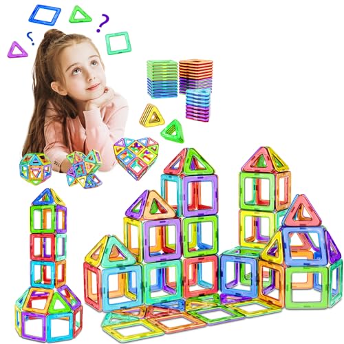 COOLJOY 40 Pezzi Costruzioni Magnetiche   Gioco Magnetico Educativi Giocattoli Bambino Calamite   Costruzioni per Bambini 3 4 5 6 Anni Giocattolo Educativo e Creativo