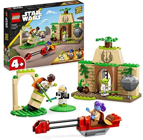 Lego Star Wars Tempio Jedi su Tenoo con Maestro Yoda, Giochi da Costruire per Bambini e Bambine dai 4 Anni in su con Spade Laser Giocattolo, Figura di Droide e Speeder Bike